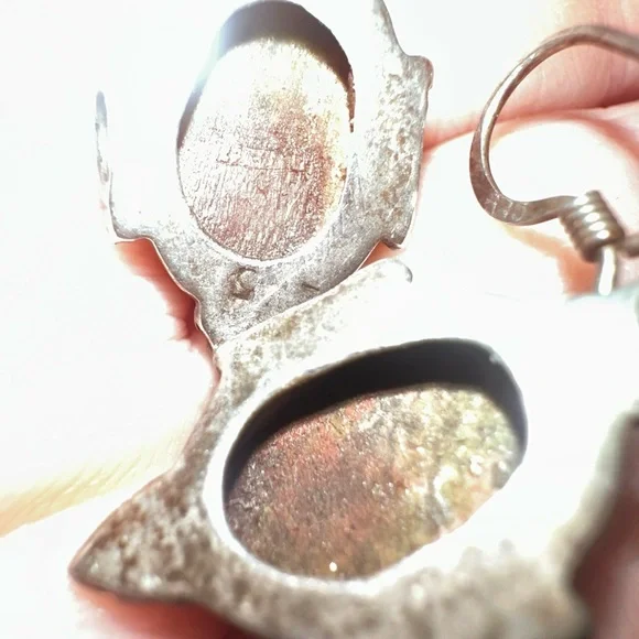 Sterling & Unakite Stone Earrings - Picture 2 of 6